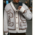 Oversized Graphic Varsity Knit Cardigan