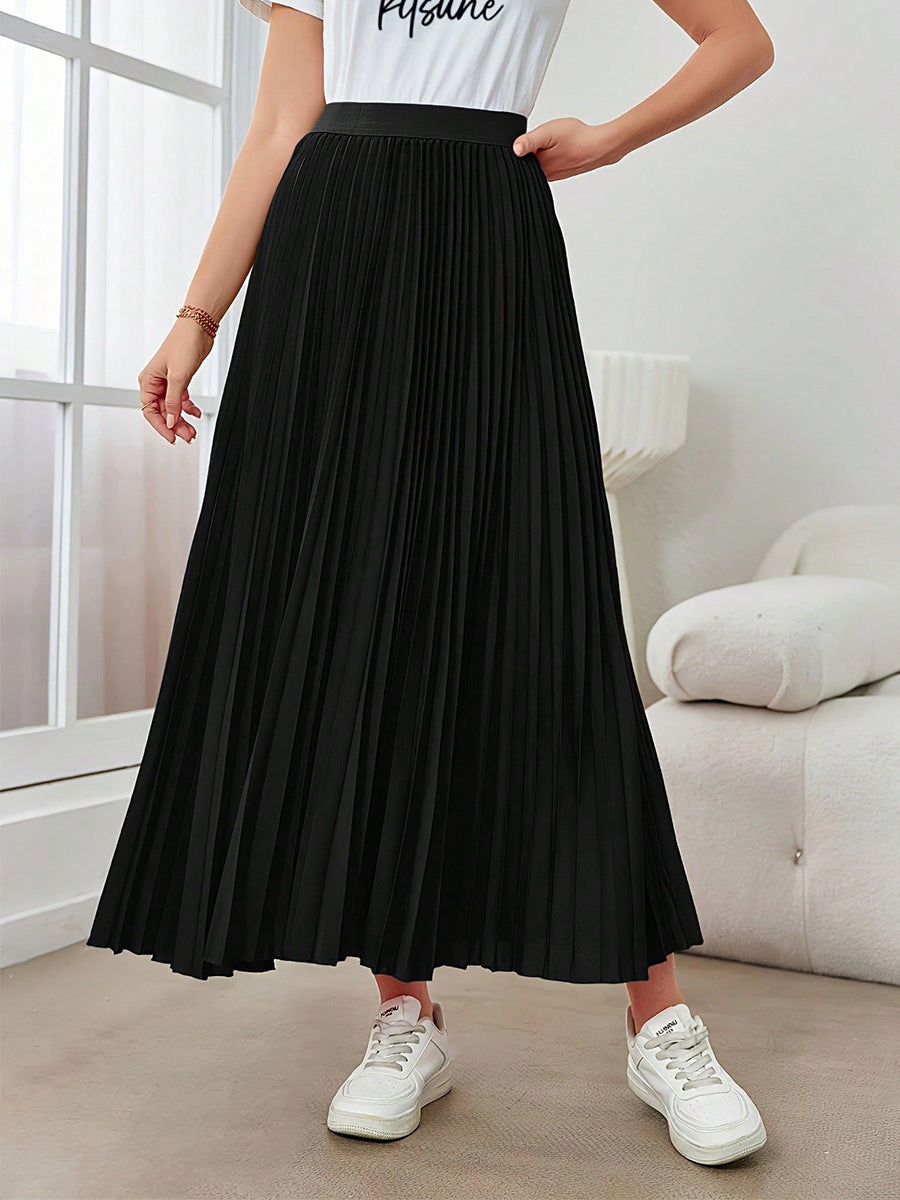 Elegant High Waisted Pleated Maxi Skirt