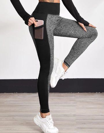 High-Waisted Colorblock Pocket Fitness Yoga Leggings