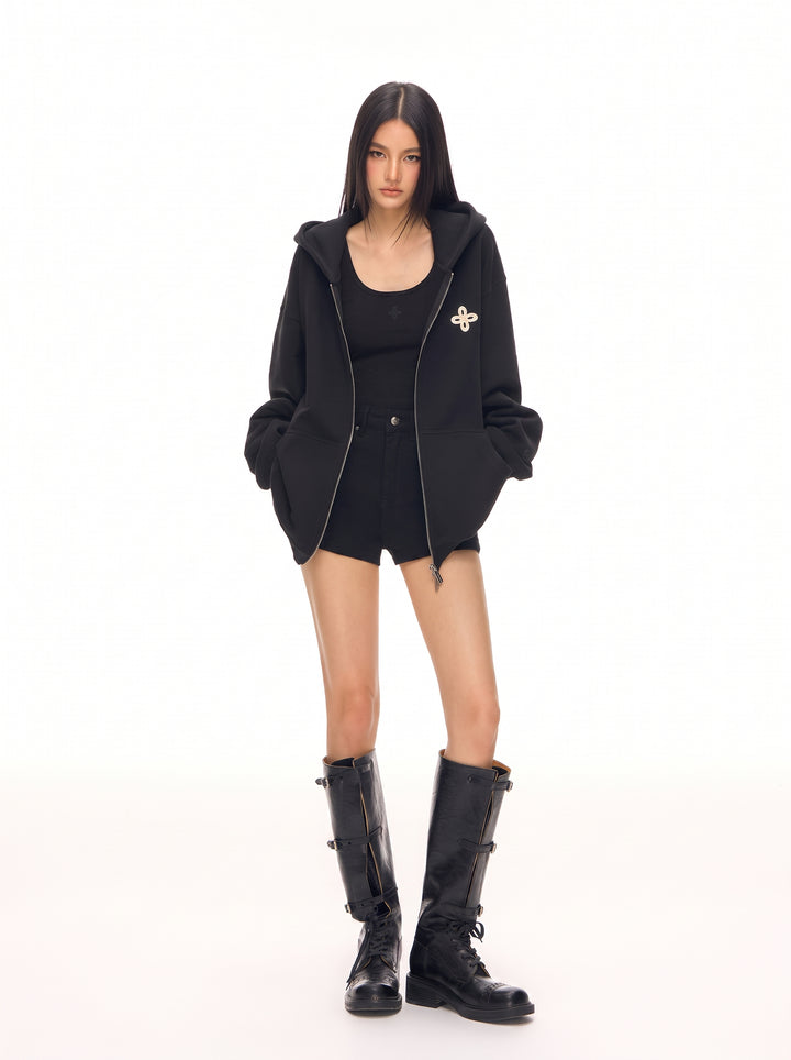 Oversized Graphic Zip Up Hoodie