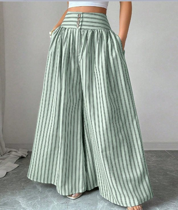 High Waisted Striped Wide Leg Pants