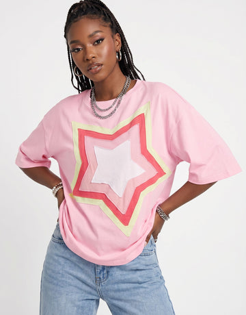 Oversized Star Graphic Boxy T-Shirt