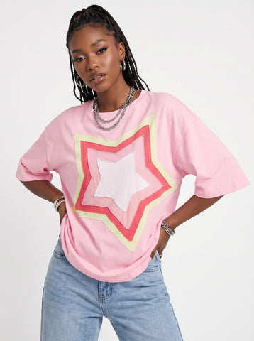 Oversized Star Graphic Boxy T-Shirt
