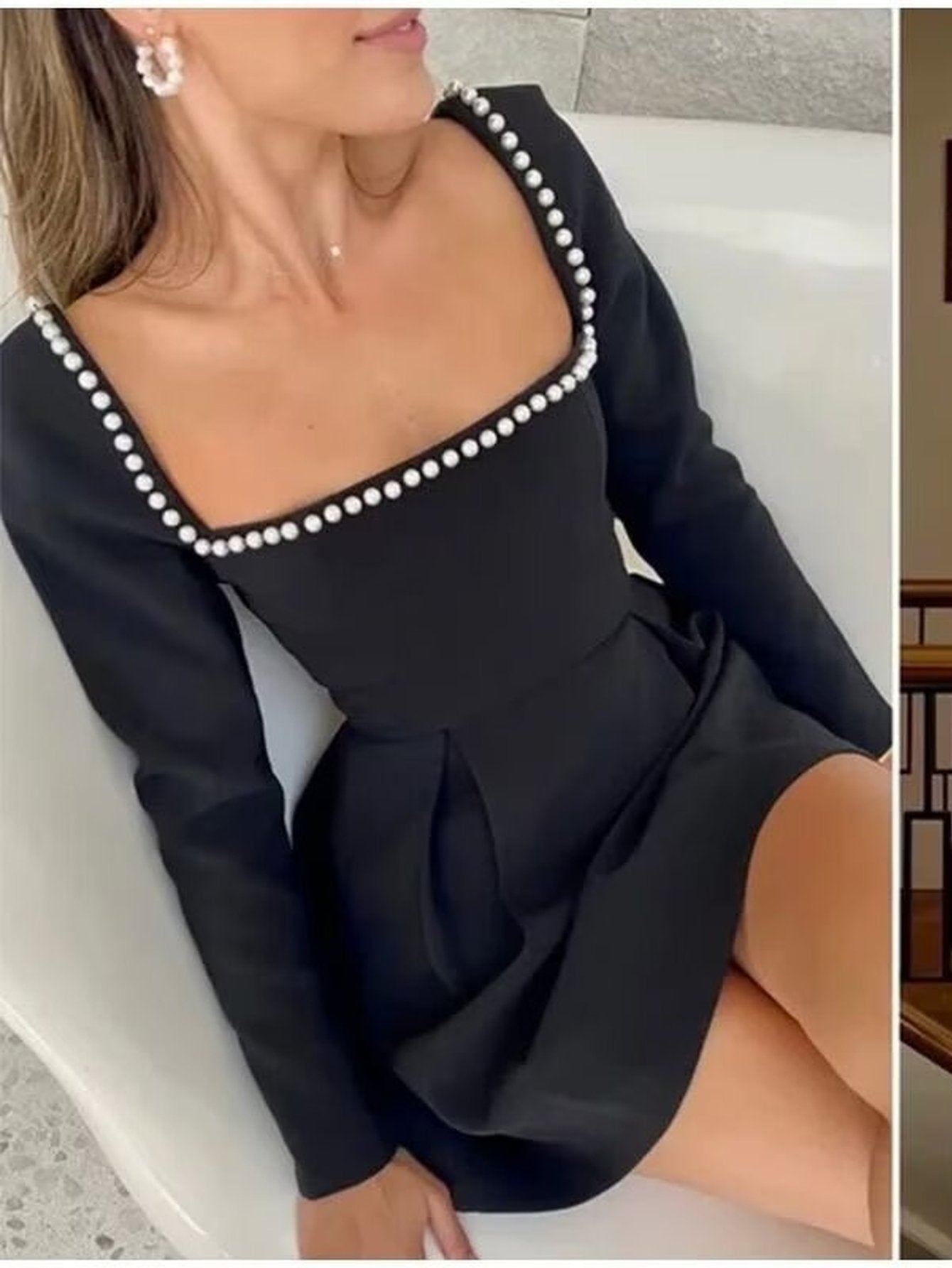 Elegant Long Sleeve Mini Dress
