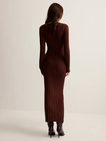 Cutout Ribbed Knit Maxi Dress