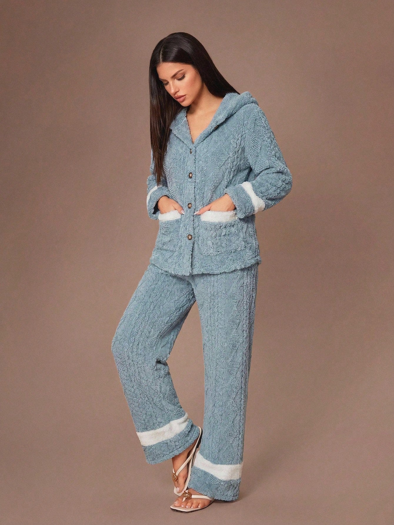 Cozy Plush Hooded Loungewear Pajama Set