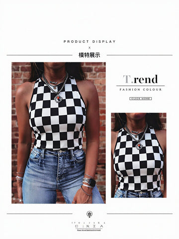 Checkered Sleeveless Tank