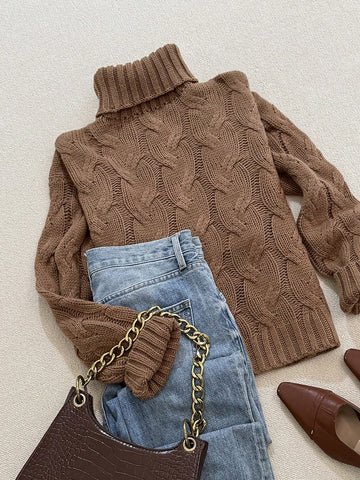 Cozy Cable Knit Turtleneck Sweater