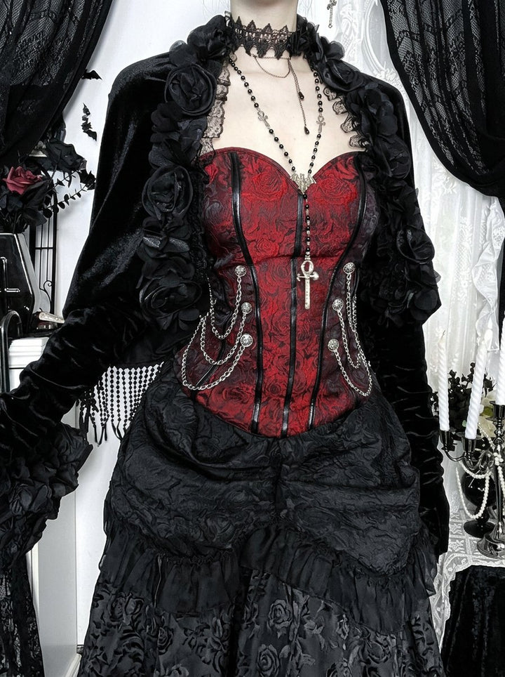 Gothic Floral Chain Corset Tank Top