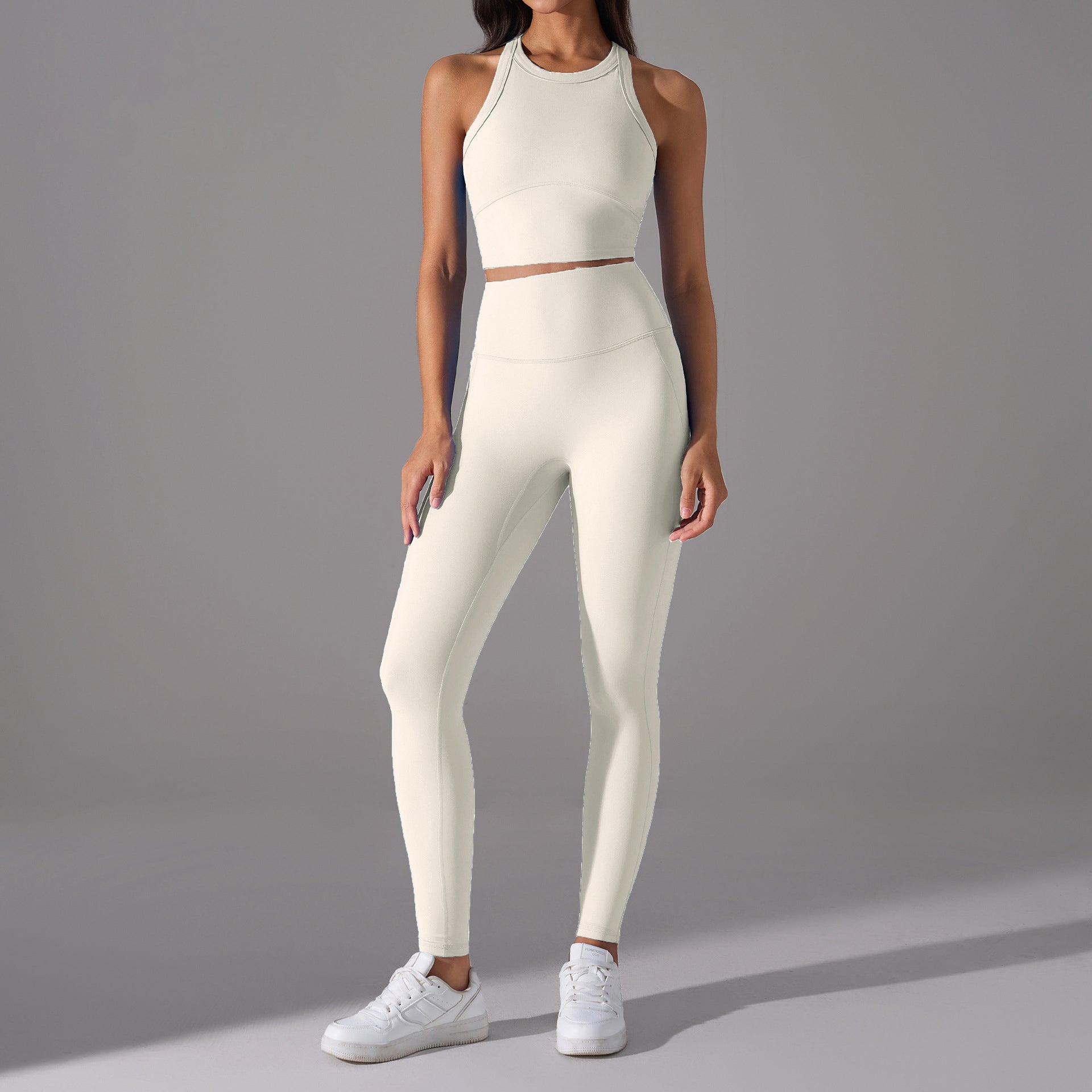 Cropped Top High-Waisted Compression Leggings Minimalist Set-Multicolor