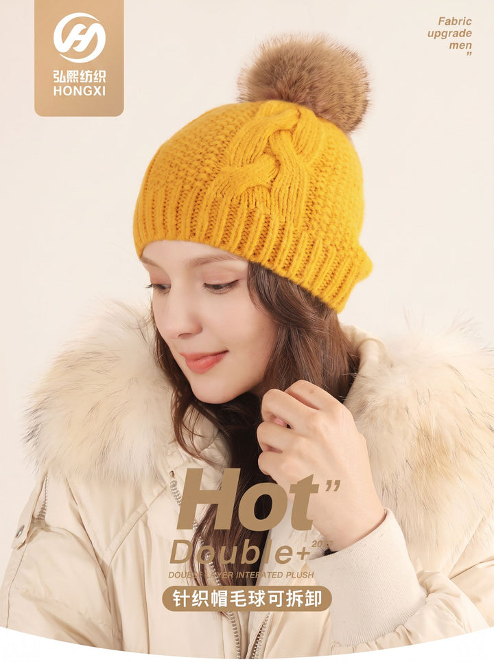 Cozy Cable Knit Pom Beanie