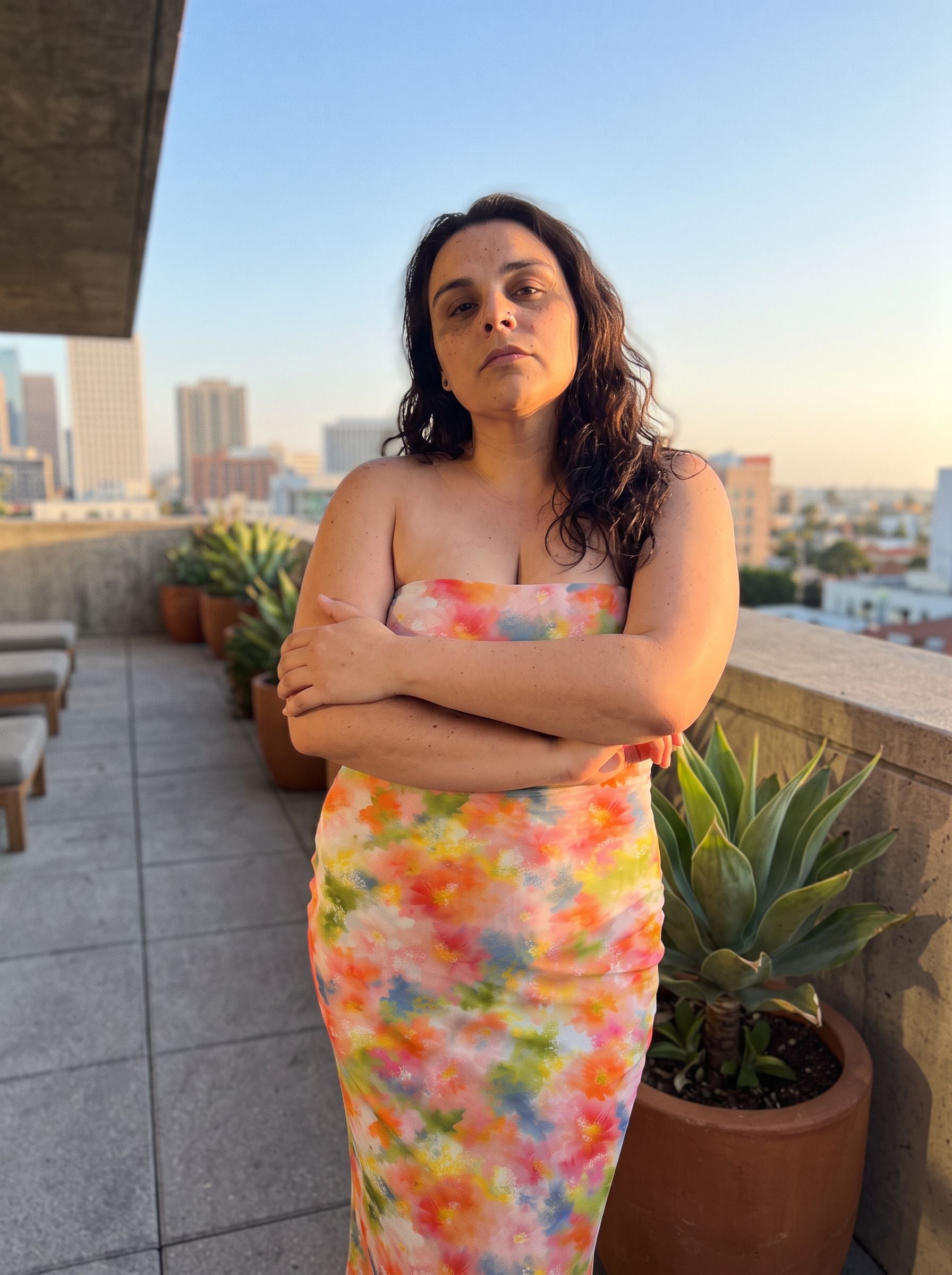 jessica Reilly's Watercolor Floral Print Midi Dress