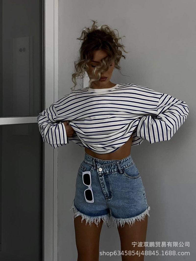 Oversized Striped Side Slit Tee