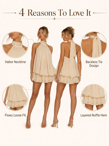Chic Halter Neck Bubble Dress