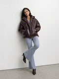 Glossy Hooded Puffer Jacket