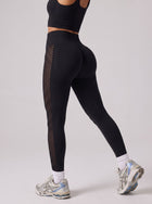 High Waisted Seamless Mesh Yoga Leggings