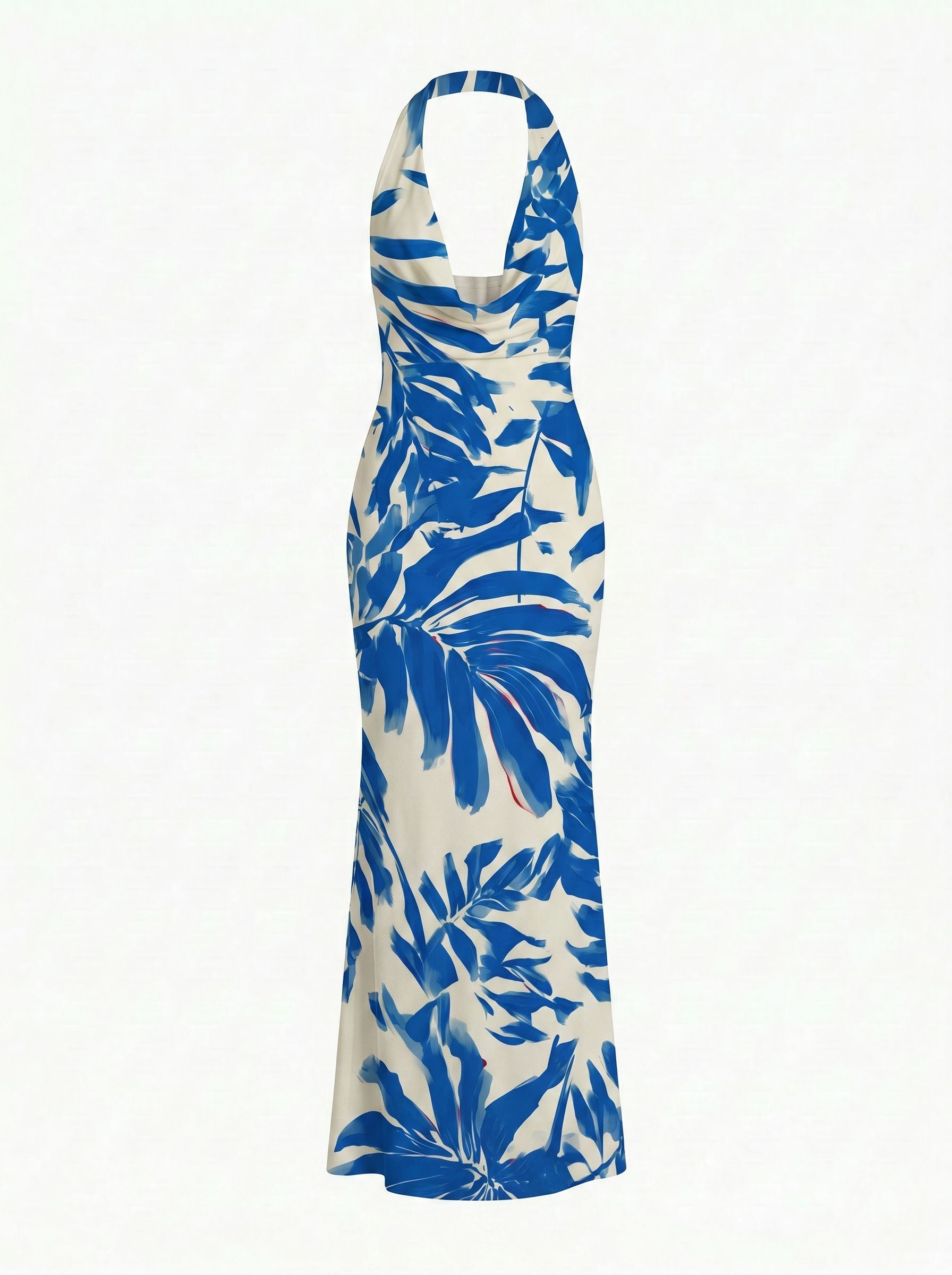 LILA Floral Print Cowl Neck Bodycon Midi Dress