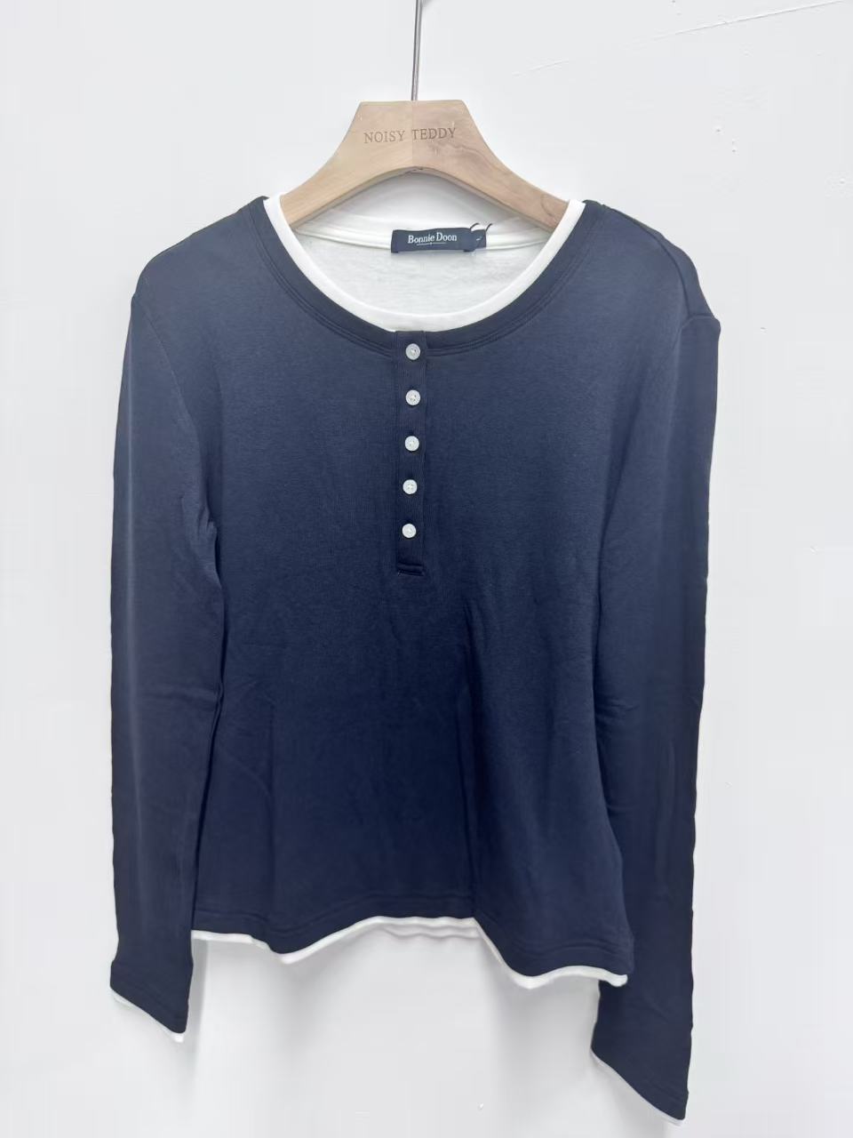 Layered Button Up Henley Sweater