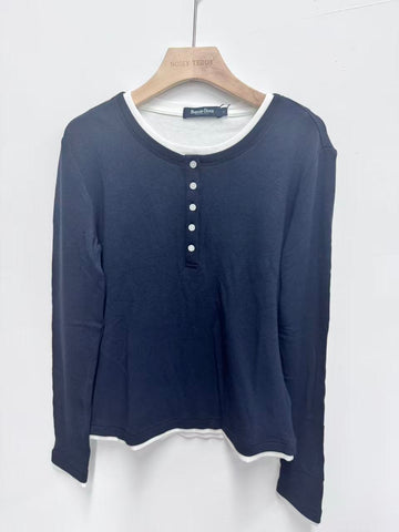 Layered Button Up Henley Sweater
