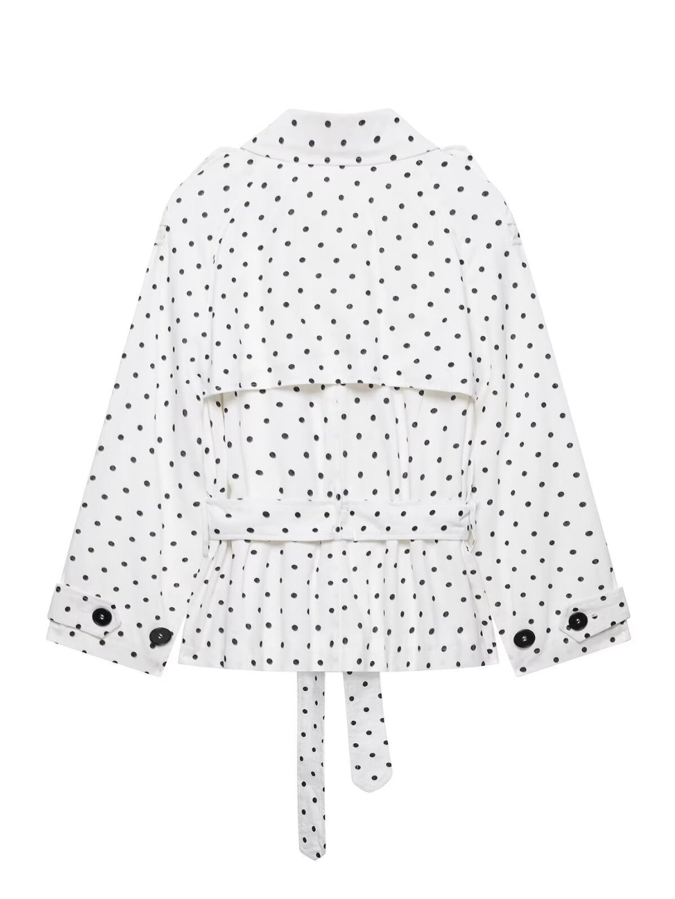 Polka Dot Belted Cropped Jacket
