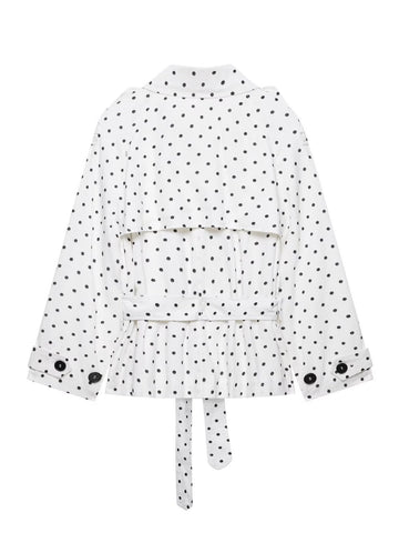 Polka Dot Belted Cropped Jacket