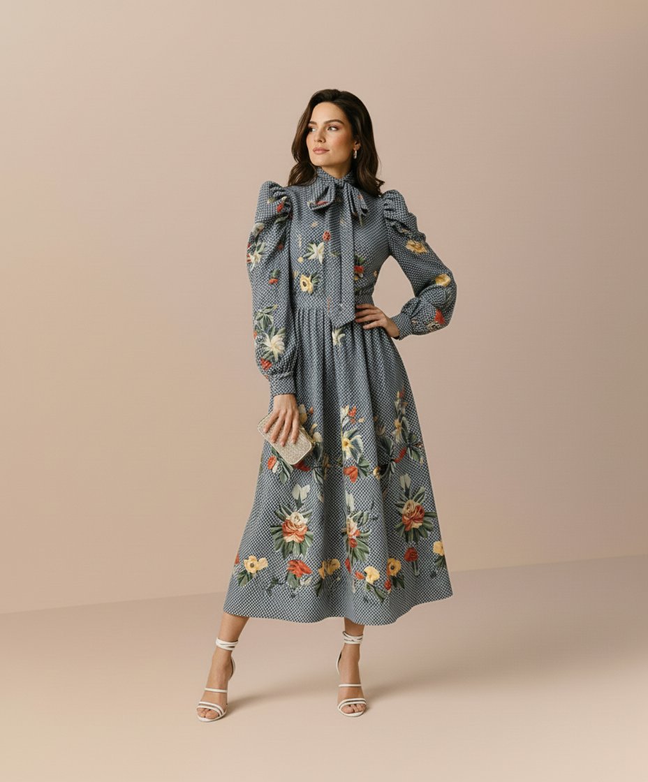 Plaid Floral Lake Blue