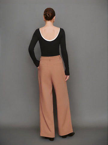Urban Revivo Wide-Leg Loose Pants-Peach