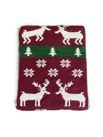 Cozy Reindeer Holiday Knit Scarf