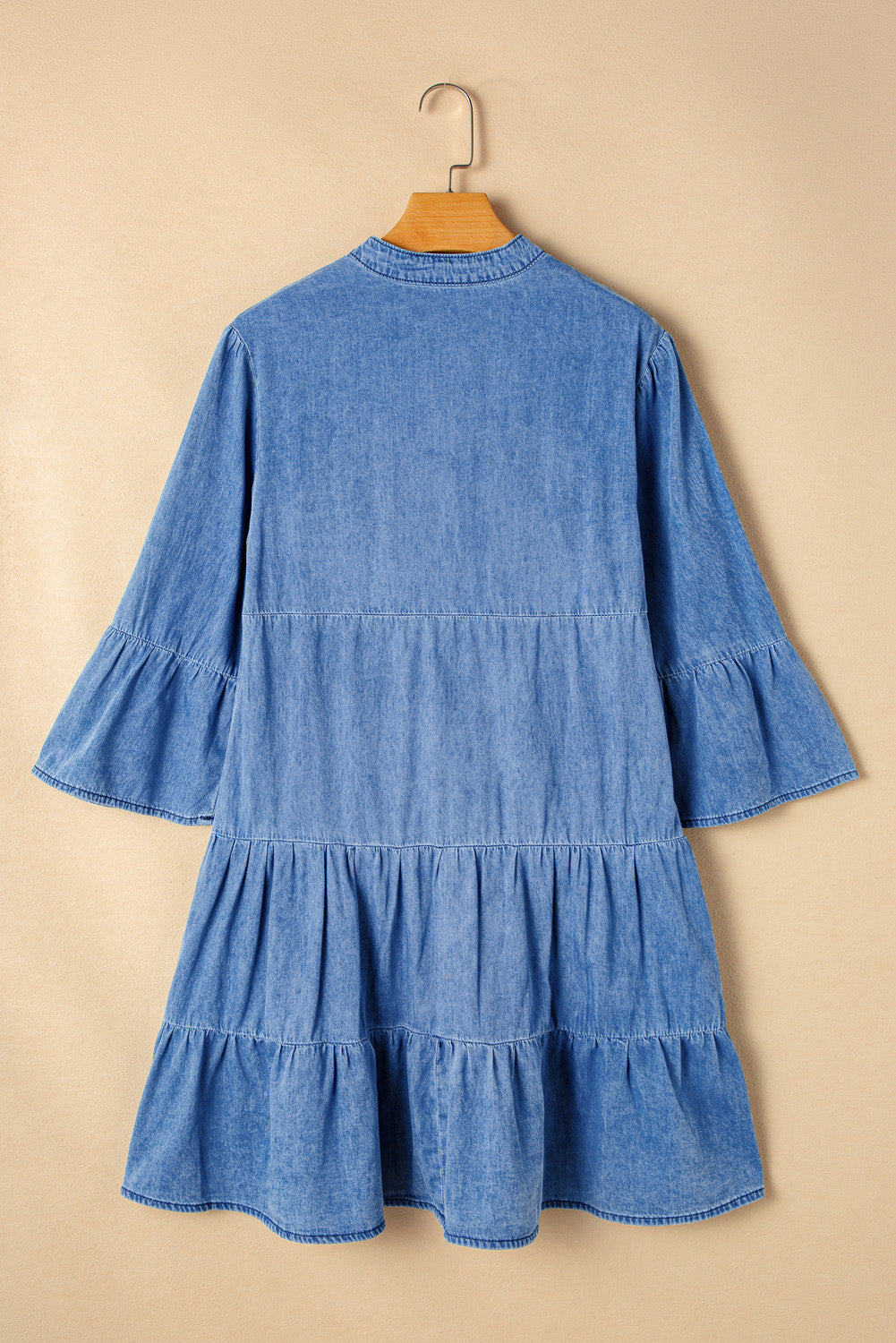 Casual Tiered Button Down Denim Dress
