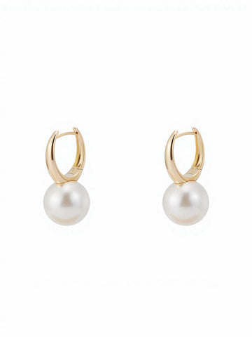 Elegant Minimalist Pearl Hoop Earrings