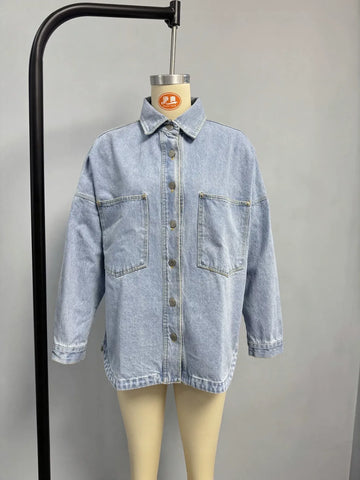 Oversized Light Wash Denim Jacket