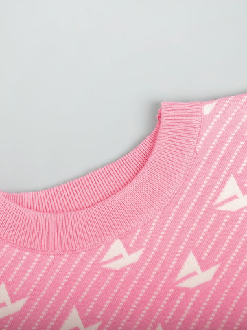 Oversized Boat Print Crewneck Sweater