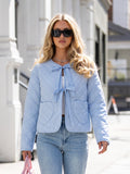 Quilted Gingham Tie Front Jacket