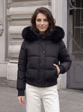 Faux Fur Hooded Cropped Puffer