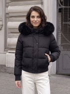 Faux Fur Hooded Cropped Puffer