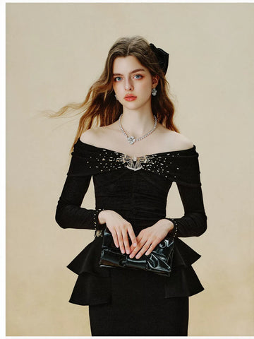 Elegant Off Shoulder Peplum Blouse