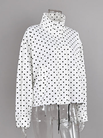 Oversized Polka Dot Zip Up Jacket