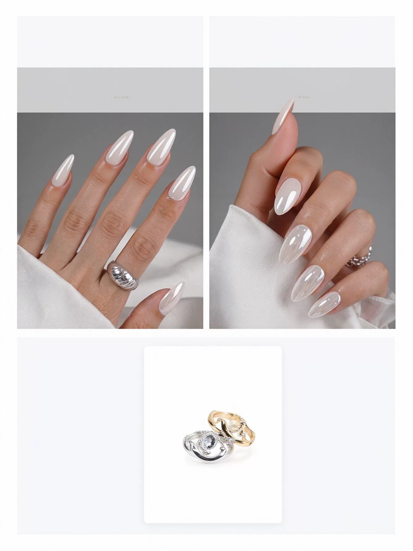 Glossy Pearl Almond Press On Nails