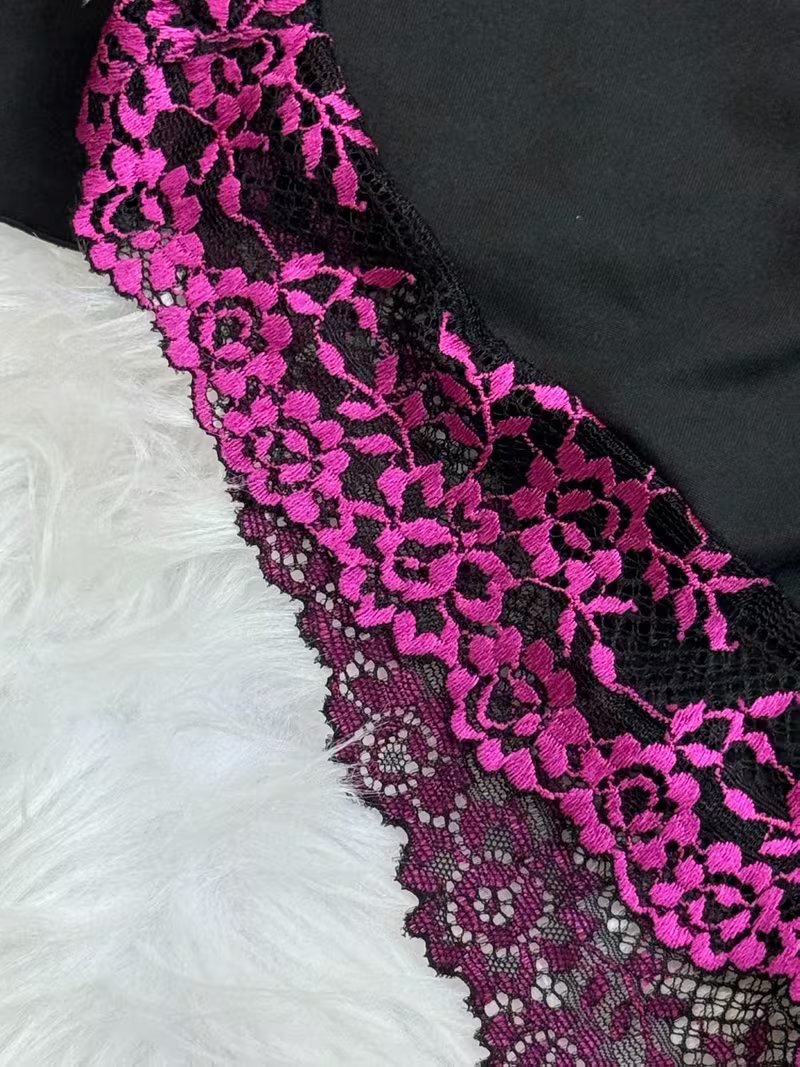 Lace Trim Satin Pajama Set