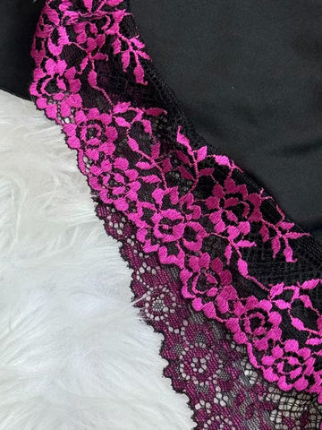 Lace Trim Satin Pajama Set