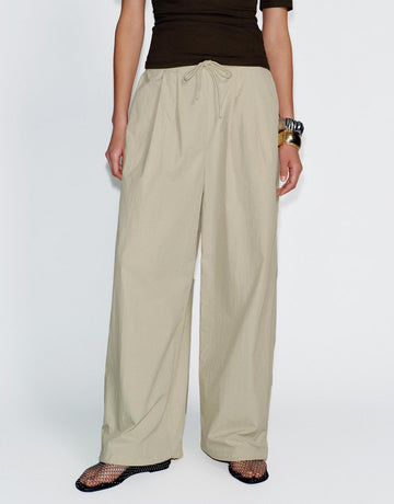 Urban Revivo Pull On Drawstring Wide Leg Pants-Warm Grey