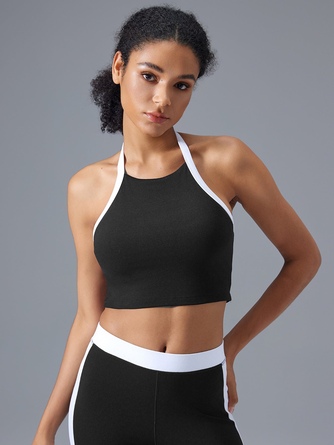 Halter Crossback Built-In Bra High-Intensity Sports Vest-Multicolor