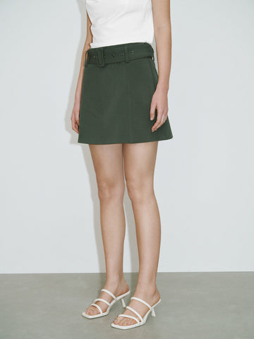 Urban Revivo Mini A-Line Skirts-Dusty Green