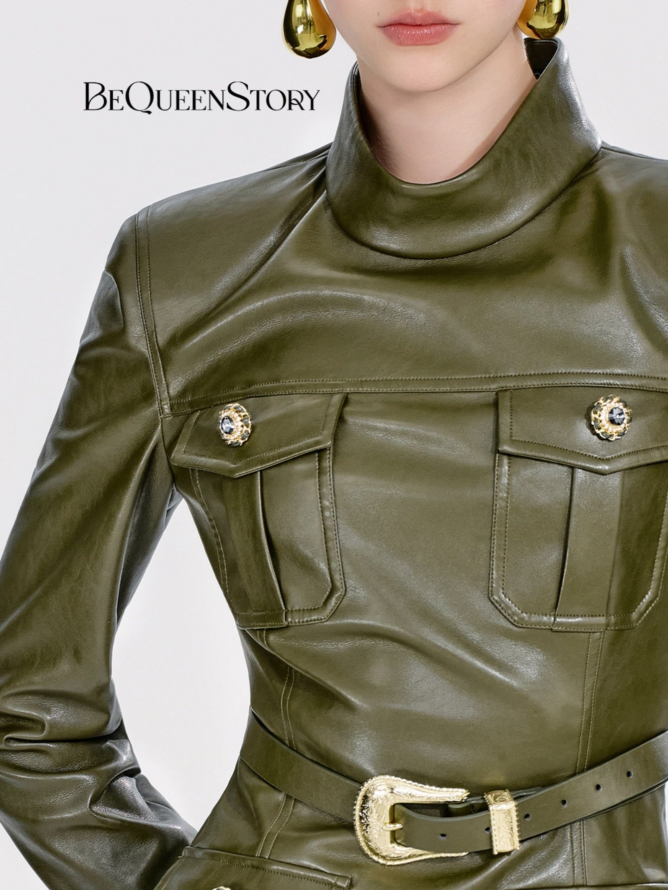Utility Faux Leather Mini Dress