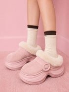 Fuzzy Platform Suede Clog Slippers