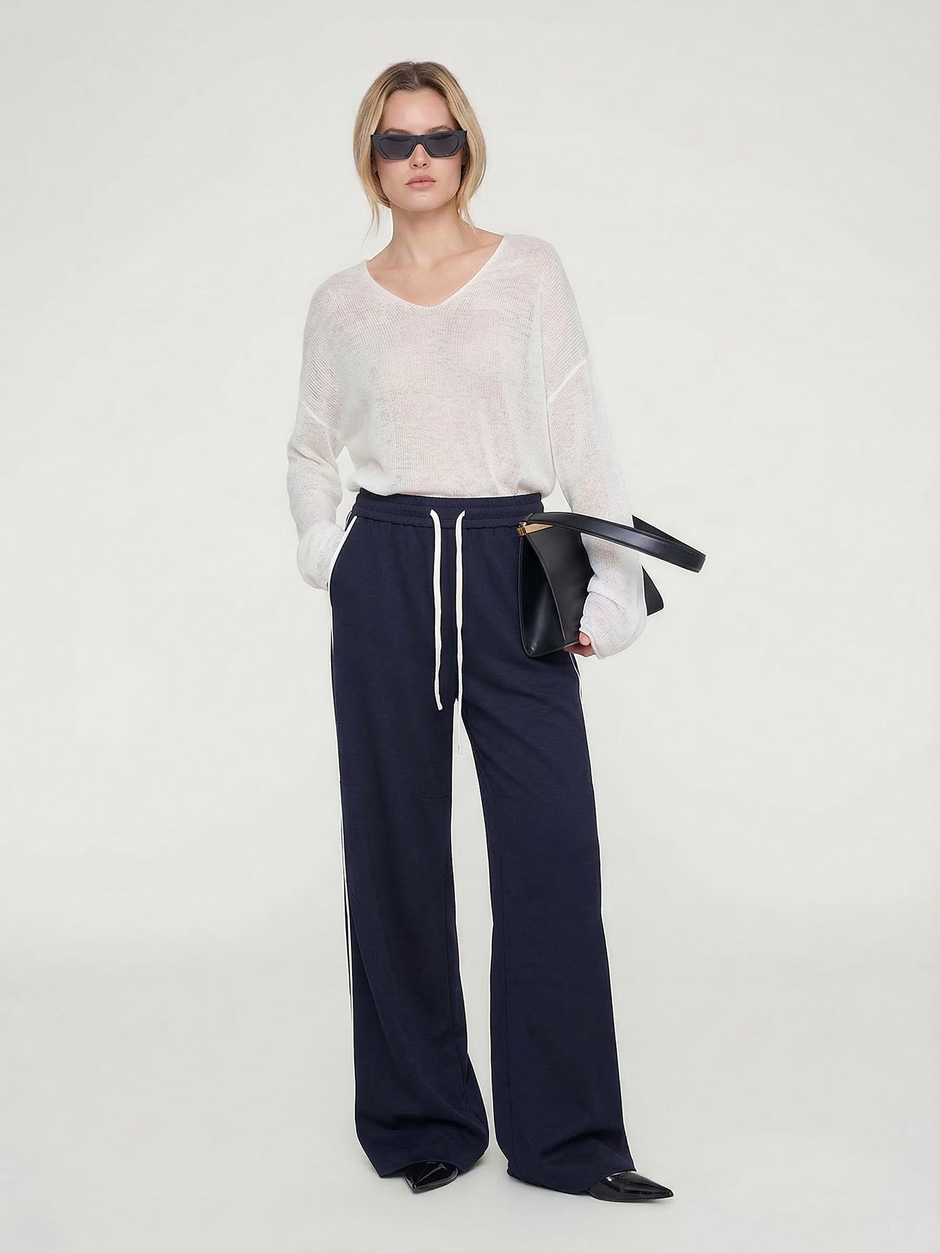 Contrast Trim Drawstring Trousers