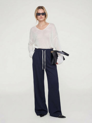Contrast Trim Drawstring Trousers