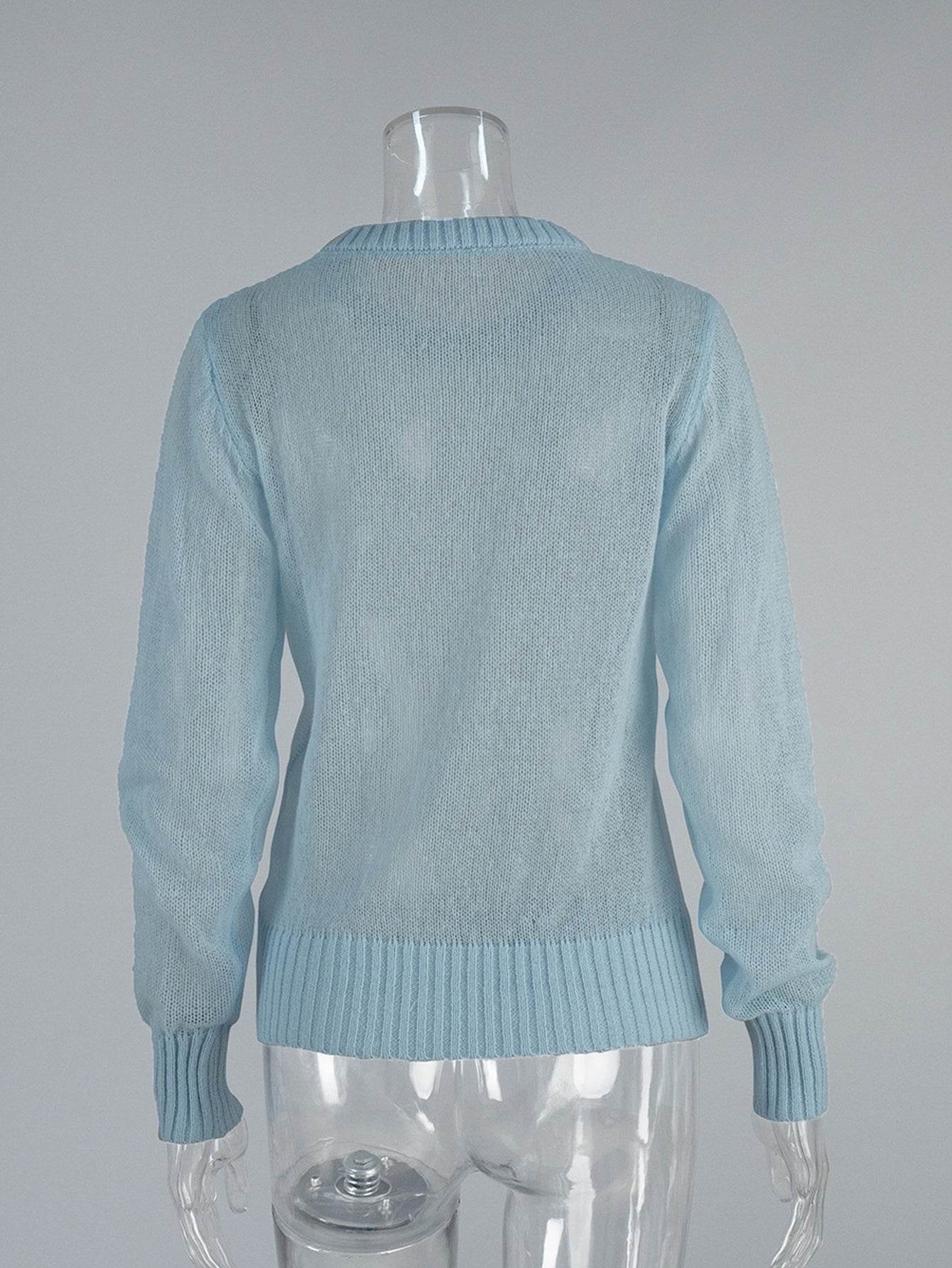 Soft Sheer Knit Crewneck Sweater