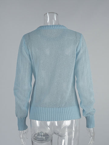 Soft Sheer Knit Crewneck Sweater