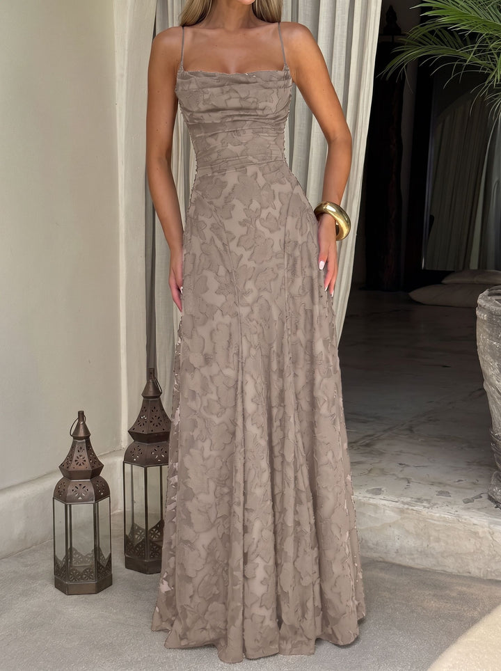 Cowl Neck Floral Maxi Dress